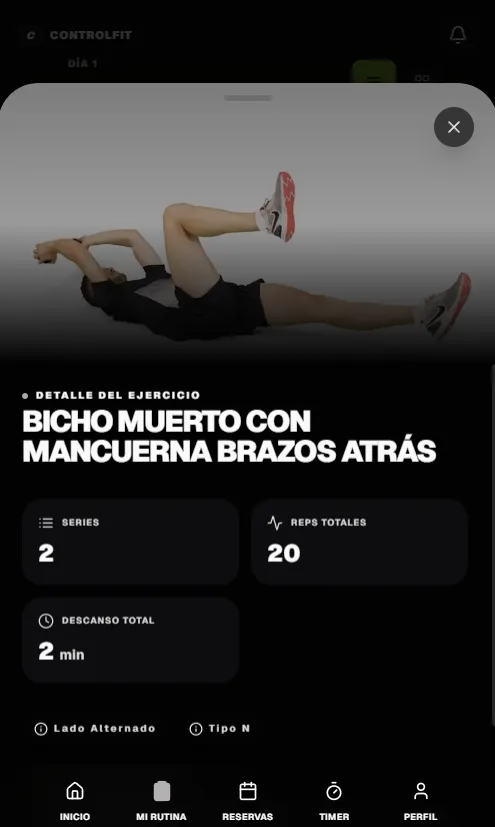 Pantalla: Sesiones y rutina del día